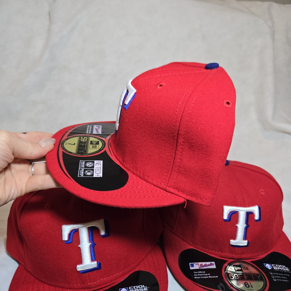 Red Baseball Cap with White and Blue Logo - Picture 9 of 11